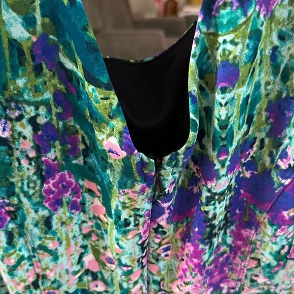 Cynthia Rowley Green and Purple Midi Dress - Picture 4 of 4